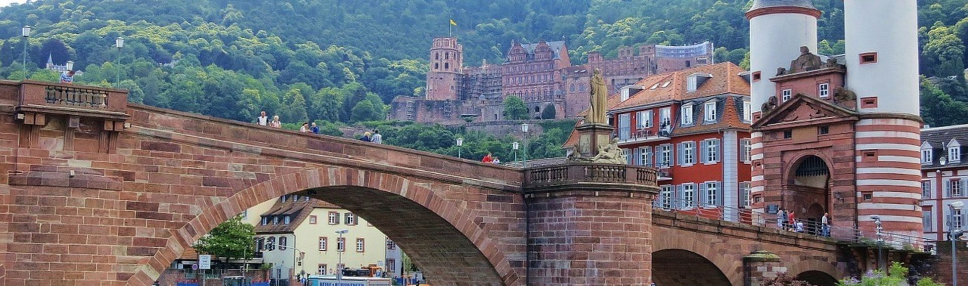 Schloss Heidelberg und Schlossgarten mit Hund